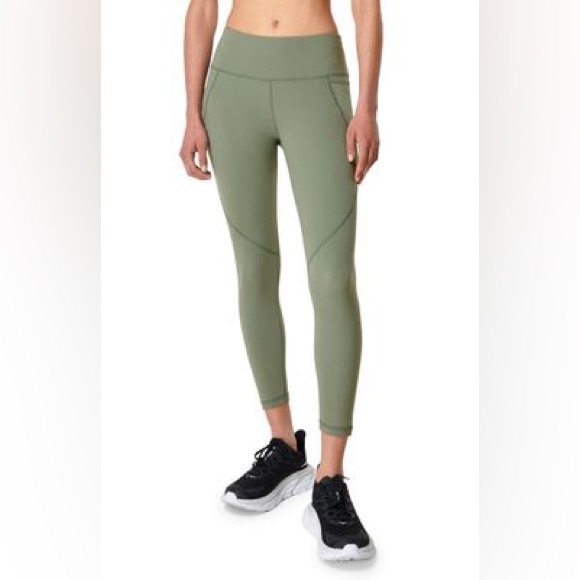 Sweaty Betty Pants - Sweaty Betty Power 7/8 Workout Leggings in Heath Green, size XXS